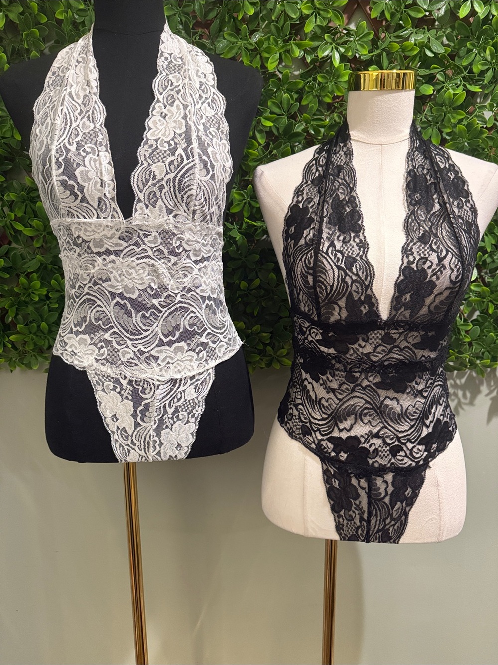 Black & White Lace Bodysuit lingerie pair